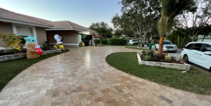Driveway Remodel With Travertine, Pavers or Marble in Cutler Bay, FL